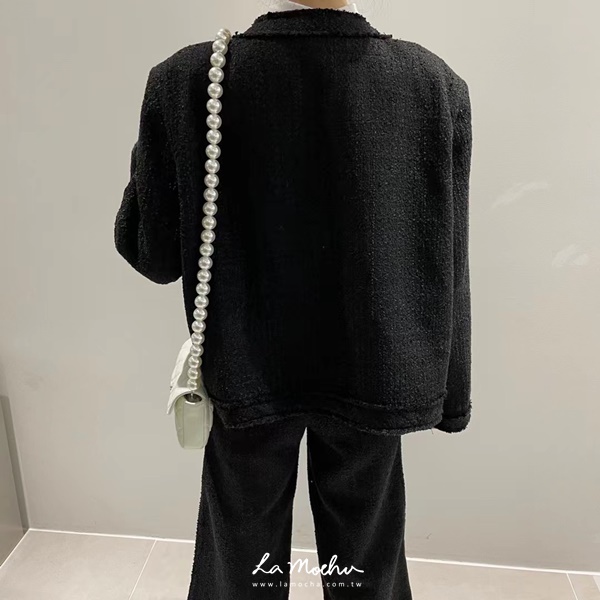 小香風無腰頭八分寬褲
